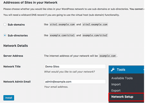 Addresses of Sites