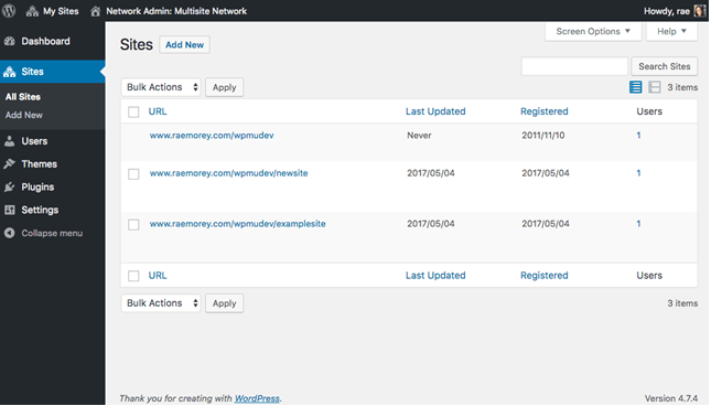 Admin Network Multisite