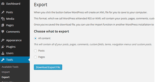 Download Export File Button