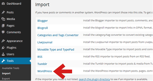 Install WordPress Importer Plugin