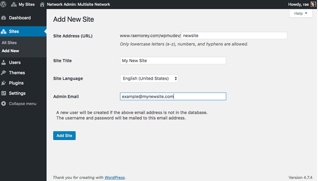 network admin screens