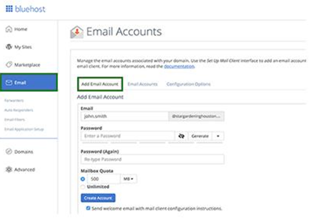 Bluehost Email Accounts