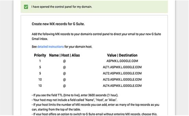 Create G Suite MX Record Create G Suite MX Record
