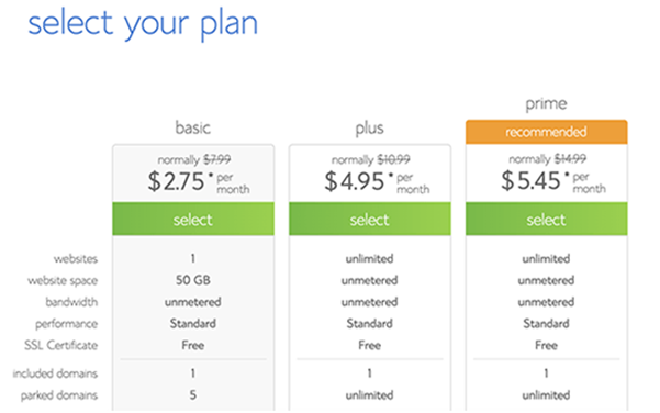 Select Bluehost Plan