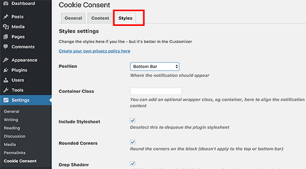 Cookie Consent Plugin Styles