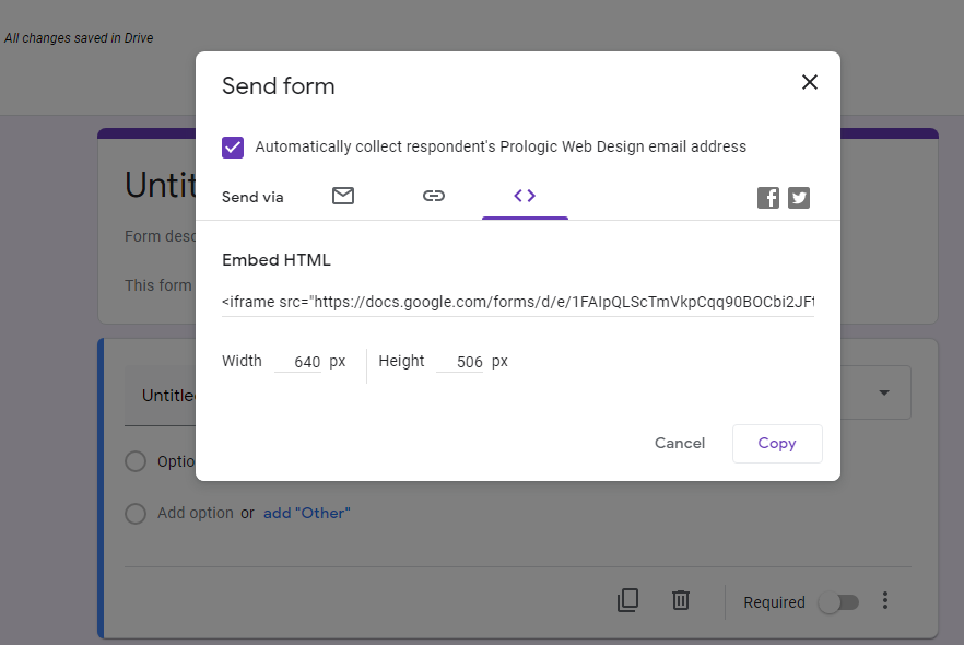 Embed Code Google Form