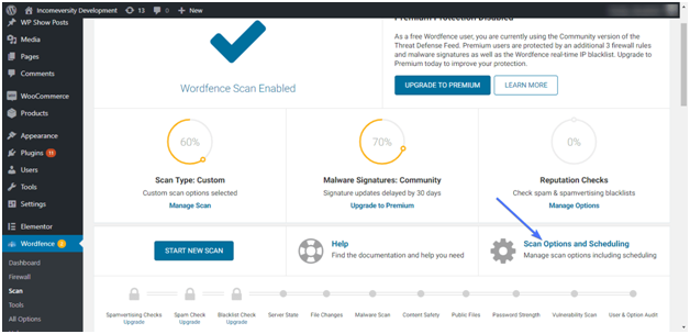 Enable wordfence plugin