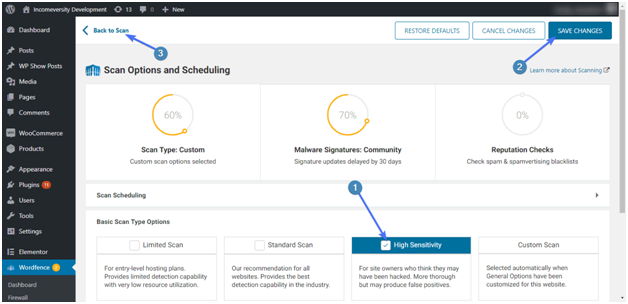 Scan option schedule