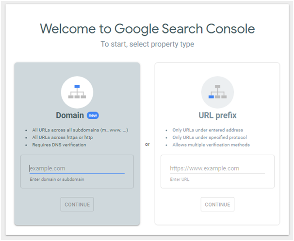 Welcome console page Welcome console page