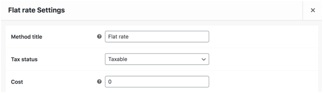 Flat rate settings Flat rate settings