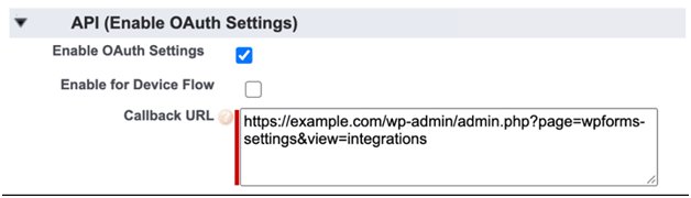 Enable Oauth settings Enable Oauth settings