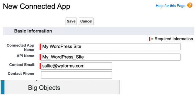 new connected app new connected app