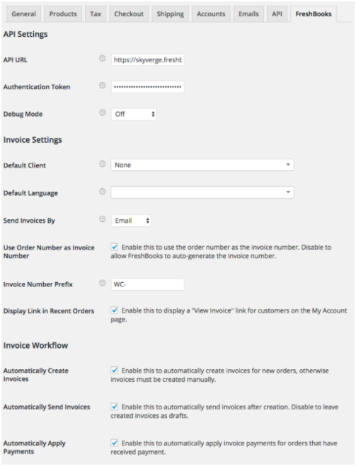 Api settings