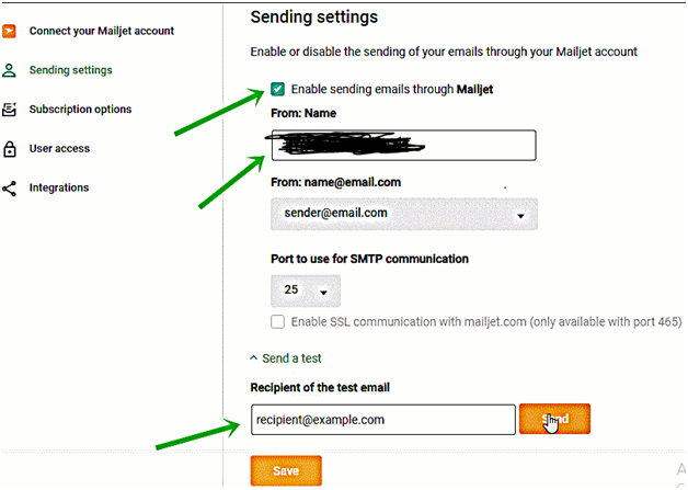 Sending settings Sending settings