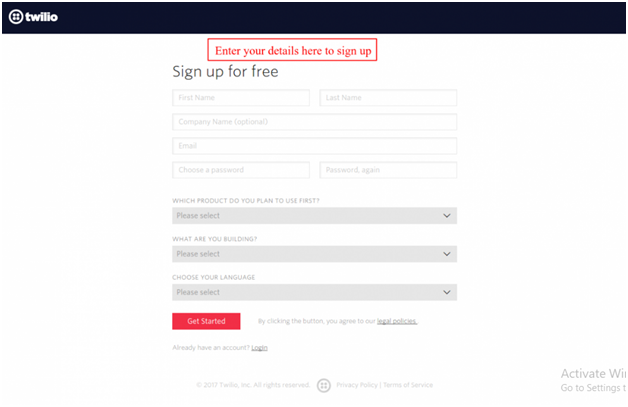 Twilio signup