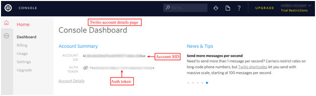 twilio account details