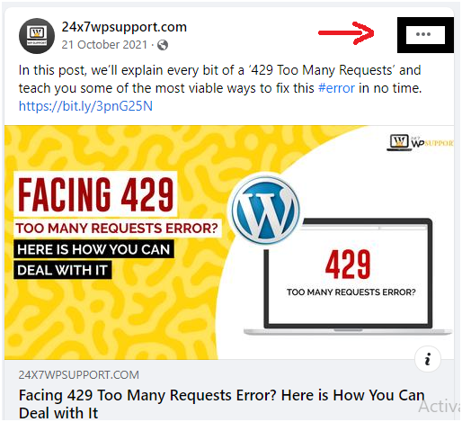 Embed Option on facebook Embed Option on facebook