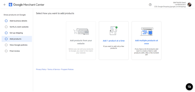 Add products in Google merchant