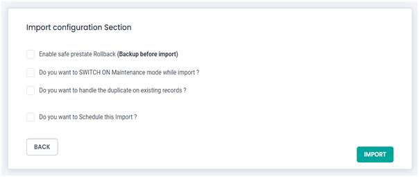 Import Configuration section