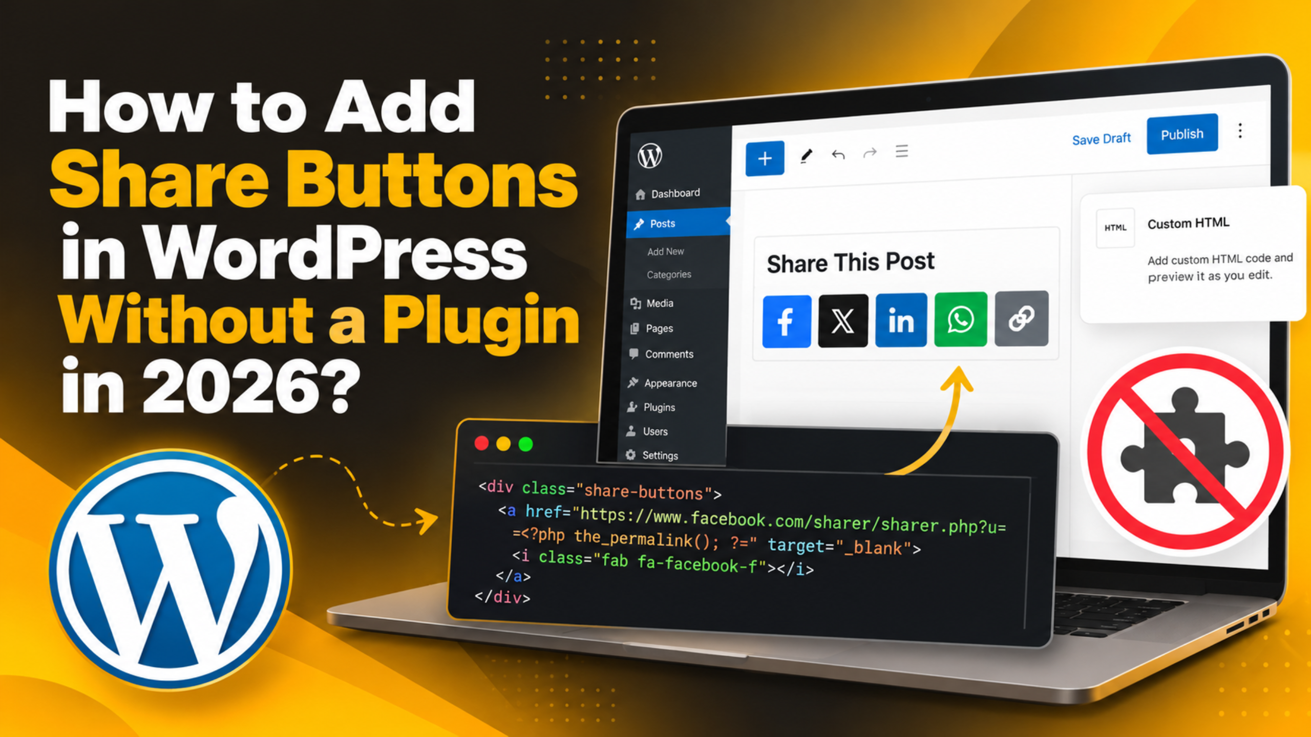 Add Share Buttons in WordPress Without a Plugin