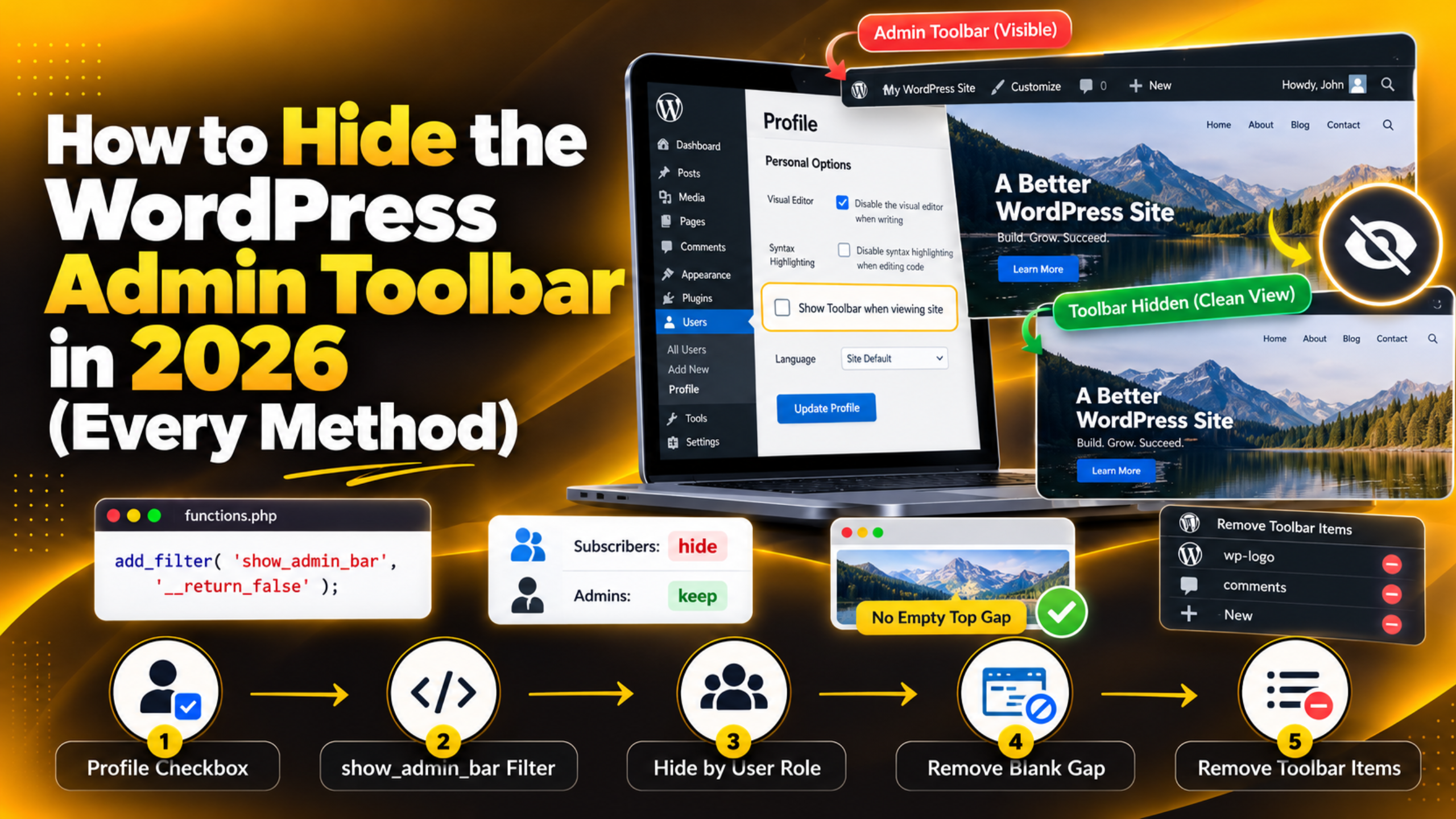Hide the WordPress Admin Toolbar