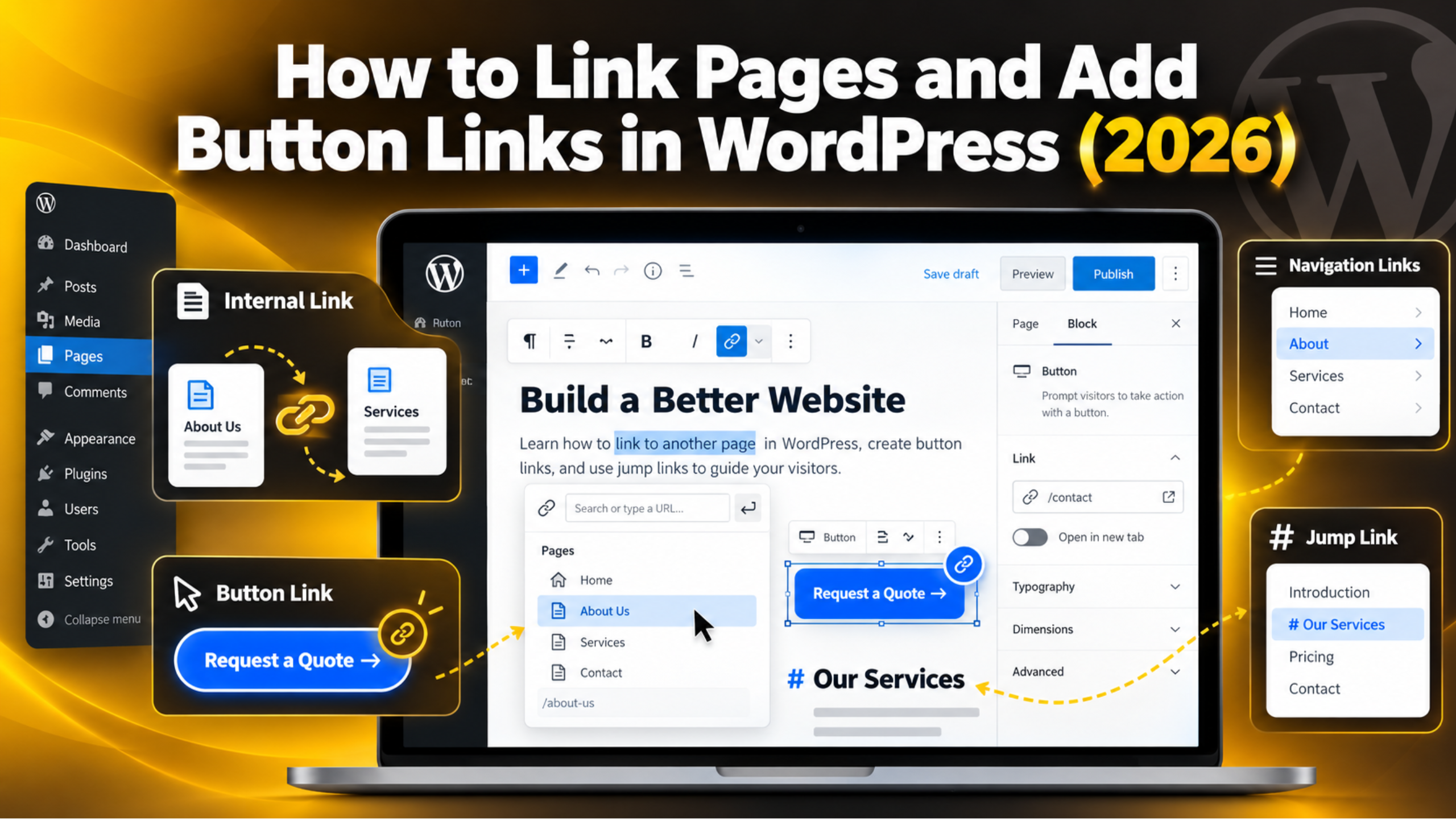 Link Pages and Add Button Links in WordPress