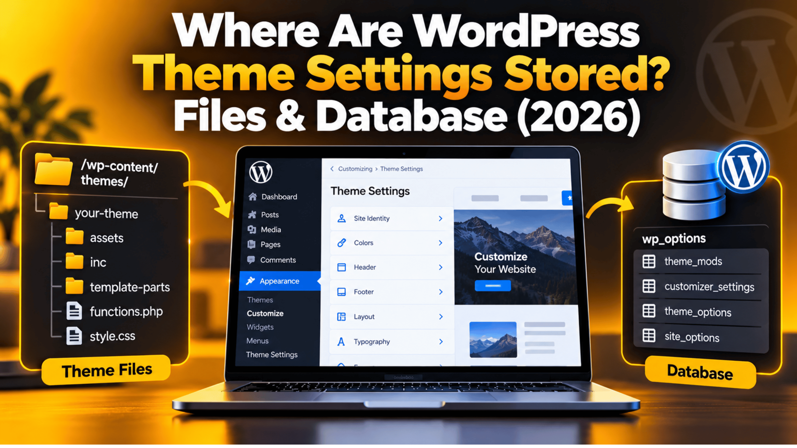 WordPress Theme Settings Stored